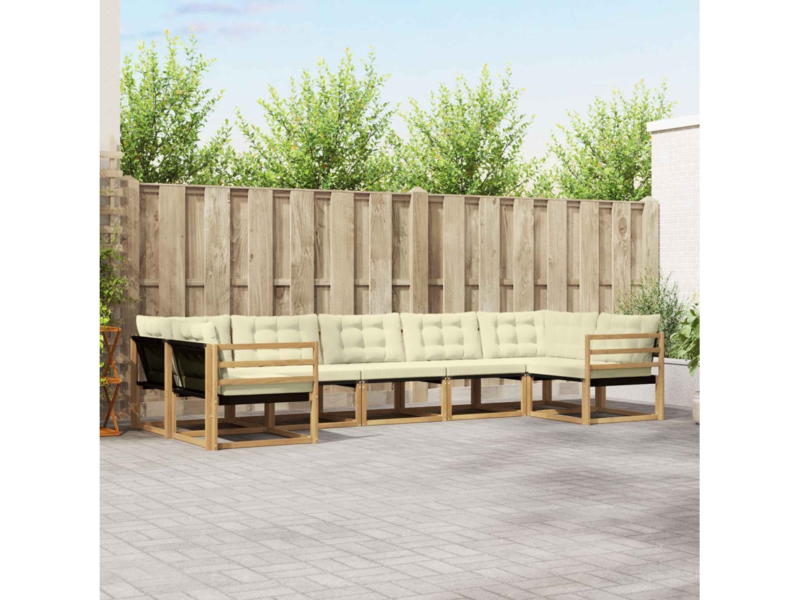 Vidaxl Conjunto De Sofás Para Exterior 7 Pcs Branco E Creme