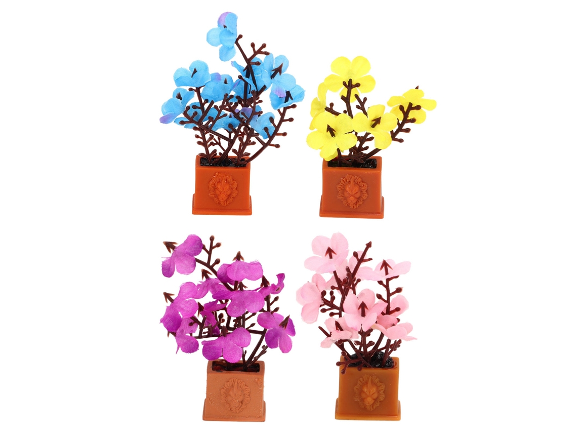 Primerox 4pcs Plantas Miniatura Bonsai 1:12 para Casinha de Bonecas Vasos Decoração