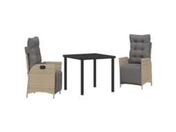 Maison Exclusive - Conjunto De Jantar Para Jardim Com Almofada 3 Pcs Bege Vime Pe