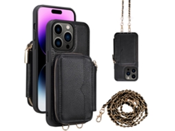 Capa Quedas Pega Para Iphone 15 Pro Pele Sintética Preto