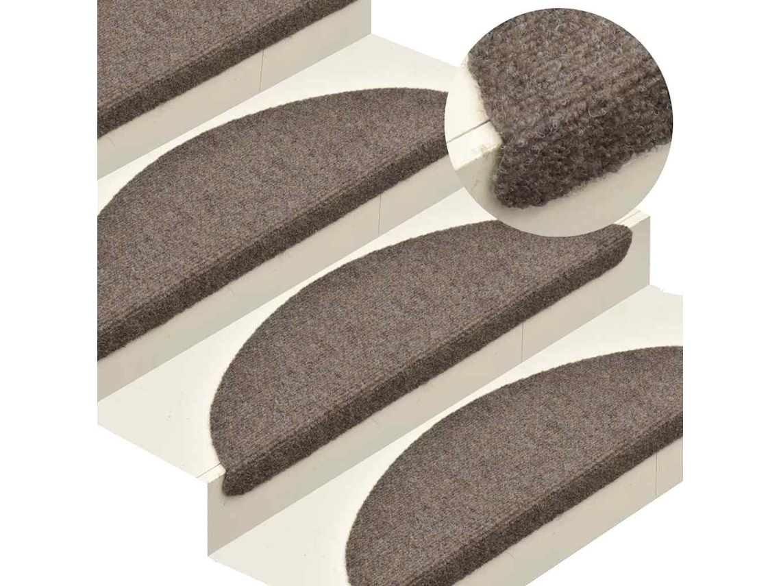Vidaxl Tapetes De Escada Autoadesivos 10 Peças 65x21x4 Cm Bege Semicircular Grande