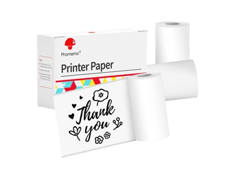 Papel térmico Phomemo Q22 RMS2 para impressora de 57 mm (2 rolos) de alta qualidade
