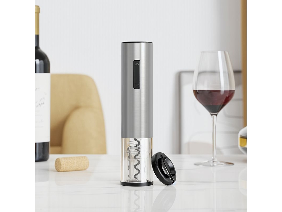 Abridor De Garrafa De Vinho Elétrico Recarregável - Aço Inoxidável Transparente, Com Cabo Usb