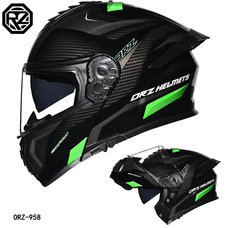(m) Capacete Modular Flip-top Para Motocicleta Com Viseiras Duplas, Certificado Pelo Dot.
