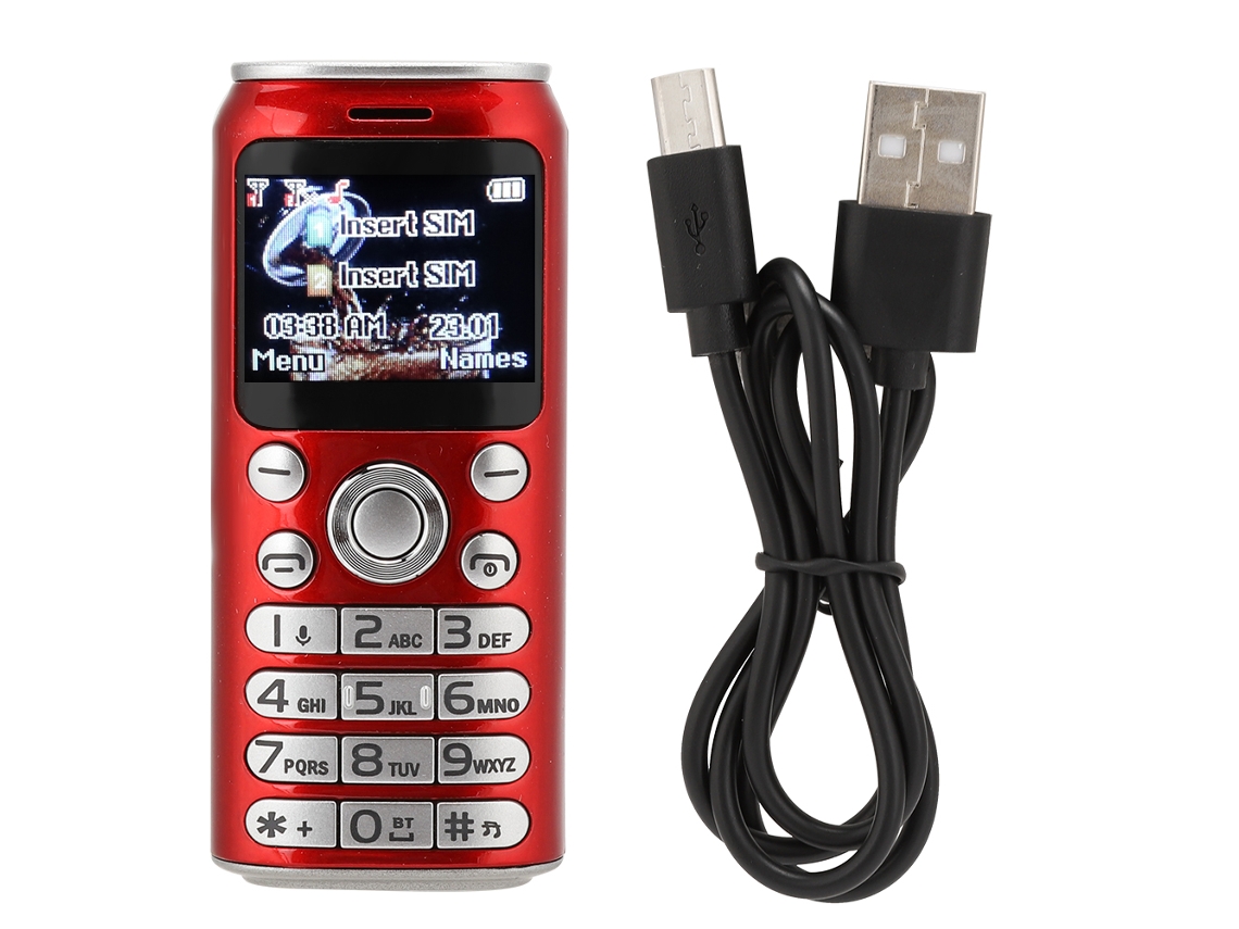 Telefone Móvel Dual Chip Mini Estudante K8 Bluetooth Dialer com Tela Curva Vermelho