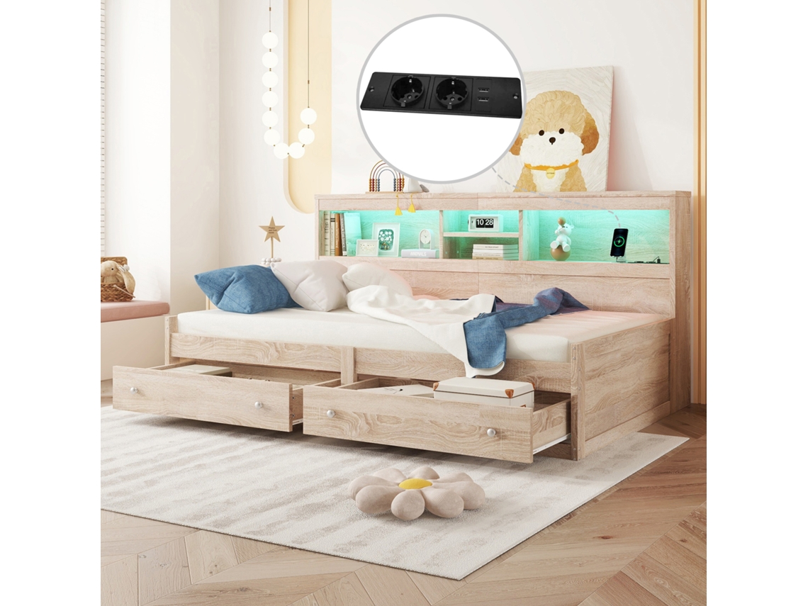 Espreguiçadeira 90x200 Usb Iluminação Gavetas