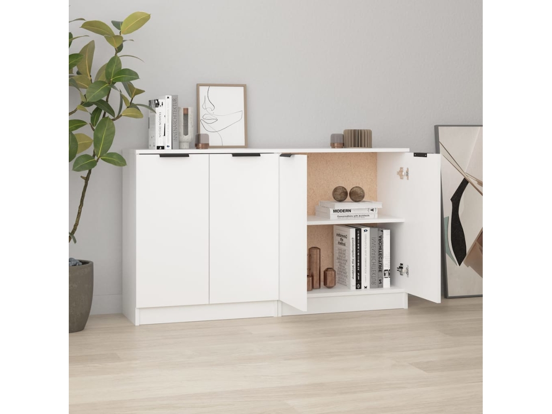 Vidaxl Aparadores 2 Pcs 60x30x70 Cm Derivados De Madeira Branco