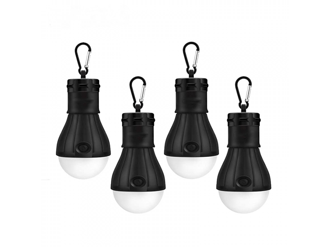 Luz de Tenda Portátil Led, Pacote com 4 Unidades, Clipe Fixação, Luzes Emergência para Furacões, Lâmpada Led Camping, Lanterna Barraca Campi AQUAFORGE