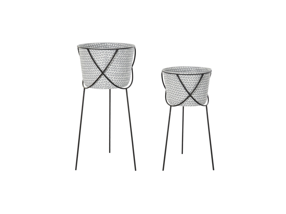 Conjunto de 2 Vasos de Metal Cinza Ferro, 37x37x82cm ALEXANDRA HOUSE LIVING