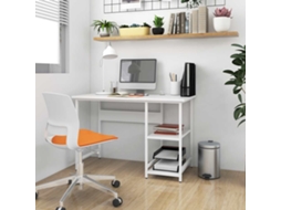 Vidaxl Secretária De Computador 105x50x72 Cm Mdf E Metal Branco
