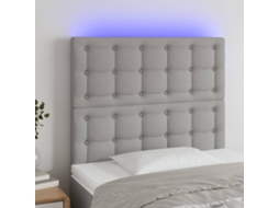 Vidaxl Cabeceira Cama C/ Luzes Led Tecido 100x5x118/128cm Cinza-claro