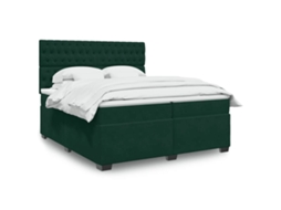 Vidaxl Cama Com Molas/colchão 200x200 Cm Veludo Verde-escuro