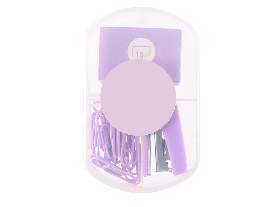 Grapadora Mini Portátil Cálida Y Cute, Ahorro de Esfuerzo Con Grapas Y Clips para Oficina Y Escuela, Color Lila Púrpura