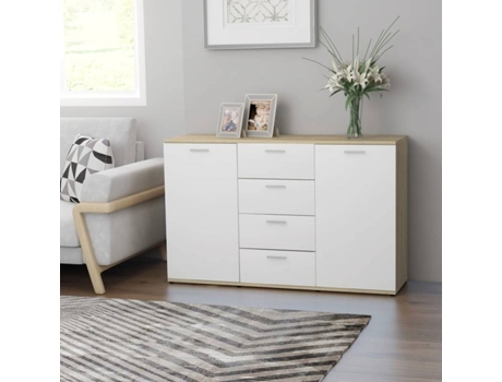 Aparador 120x35,5x75cm contraplacado cor branco/carvalho sonoma
