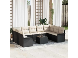 Vidaxl Conjunto De Sofá De Jardim 10 Unid. Castanho Vime Pe
