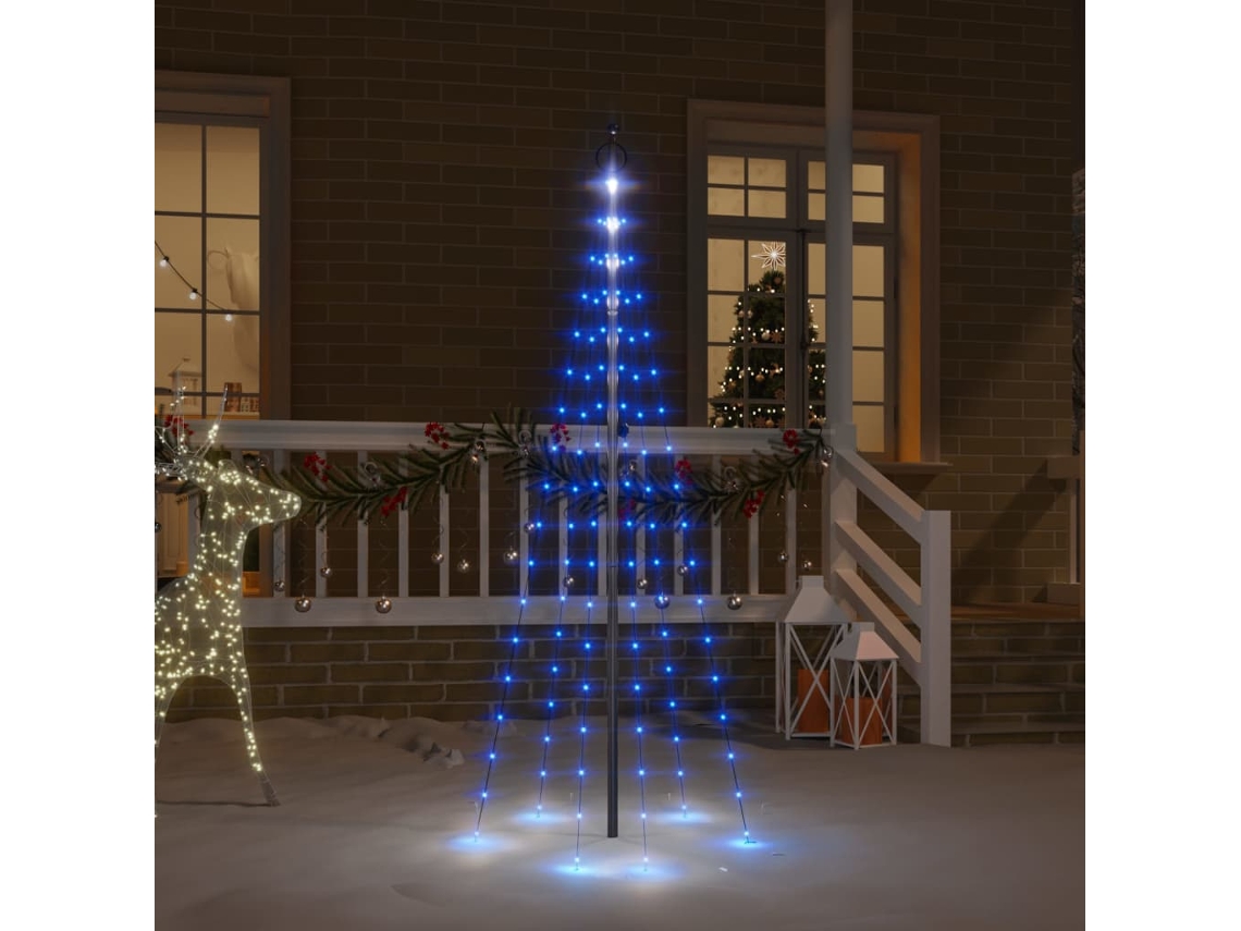 Vidaxl Árvore De Natal Mastro De Bandeira 108 Leds 180cm Azul