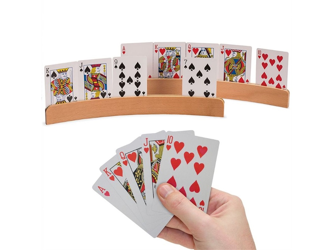 Mali suporte de Cartas Sem Mãos em Madeira Curvo para Idosos e Jogos de Cartas Acessórios
