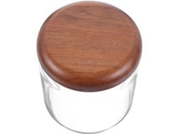 Pote De Vidro Galpada Com Tampa Madeira, Hermético Para Armazenar Chá, Especiarias E Alimentos, Ideal Para Uso Na