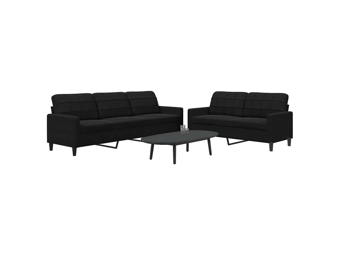 Vidaxl 2 Pcs Conjunto De Sofás Com Almofadões Veludo Preto