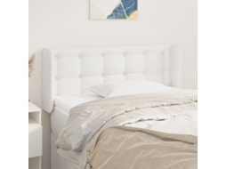Cabeceira Cama C/ Abas Couro Artificial 103x16x78/88 Cm Branco