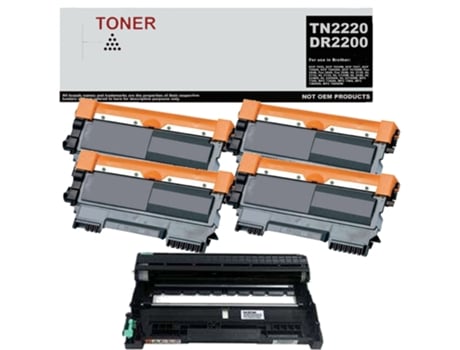 TN2220 DR2200 pacote com 4 toner preto e 1 tambor compatível com Brother TN2220 DR2200 GENÉRICO