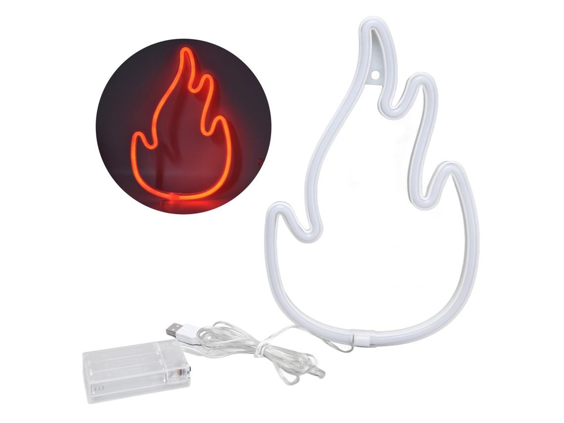 Sinal de Neón Flame Vermelho com Duas Fontes de Alimentação