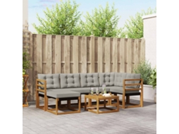 Vidaxl Conjunto De Sofás Para Exterior 7 Unid. Cinza Natural E Claro