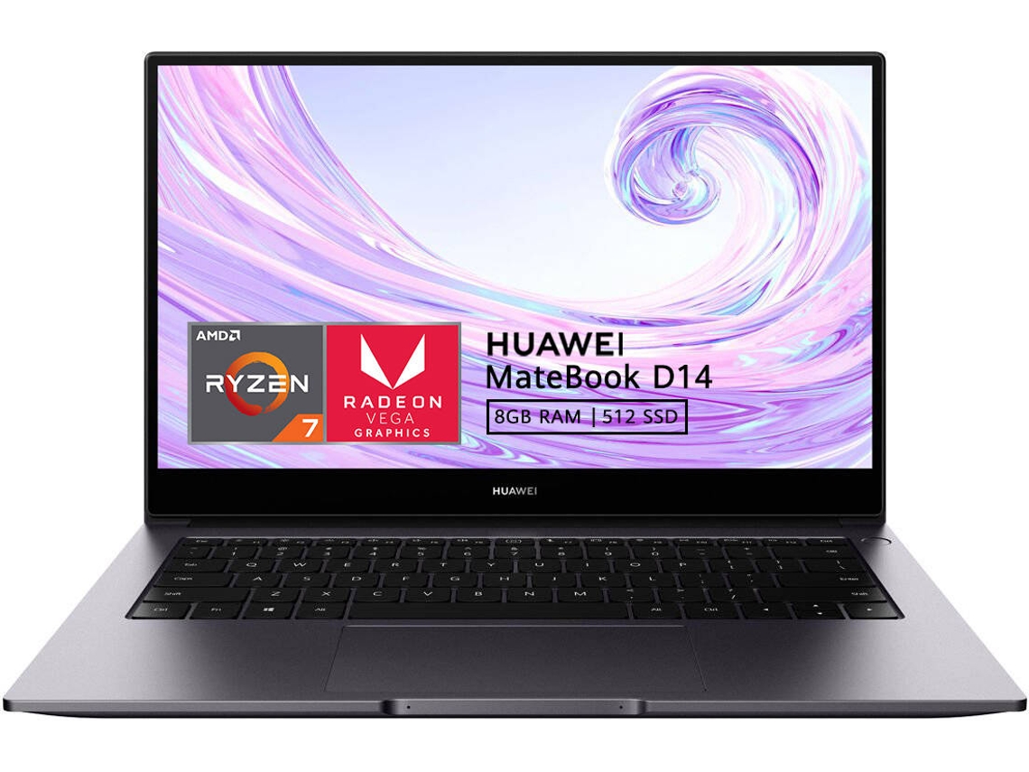 Portátil HUAWEI MateBook D14 2020 (14'' - AMD Ryzen 7 3700U - RAM: 8 GB - 512 GB SSD - AMD Radeon RX Vega 10)