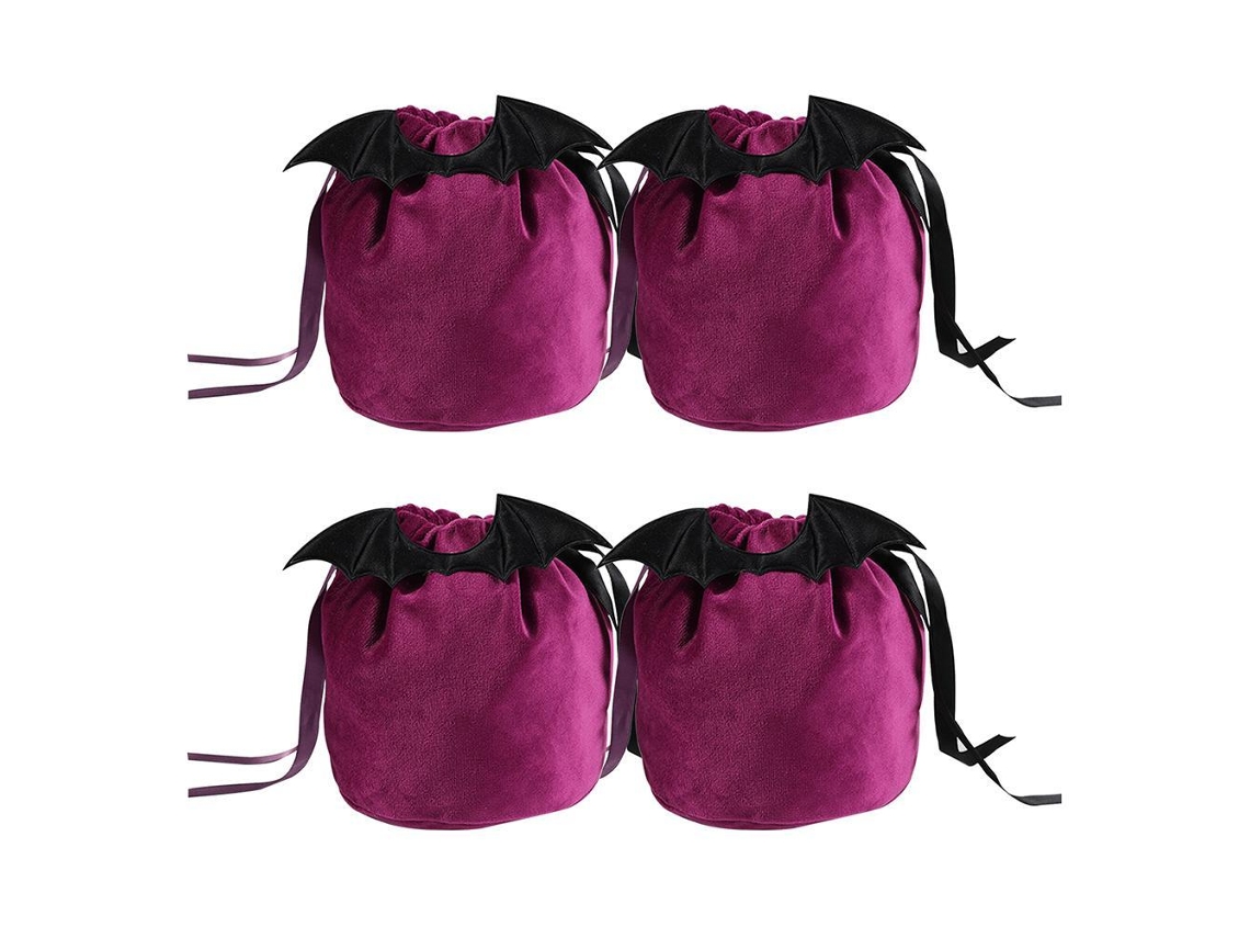 4 Bolsas Halloween Veludo para Doces e Presentes