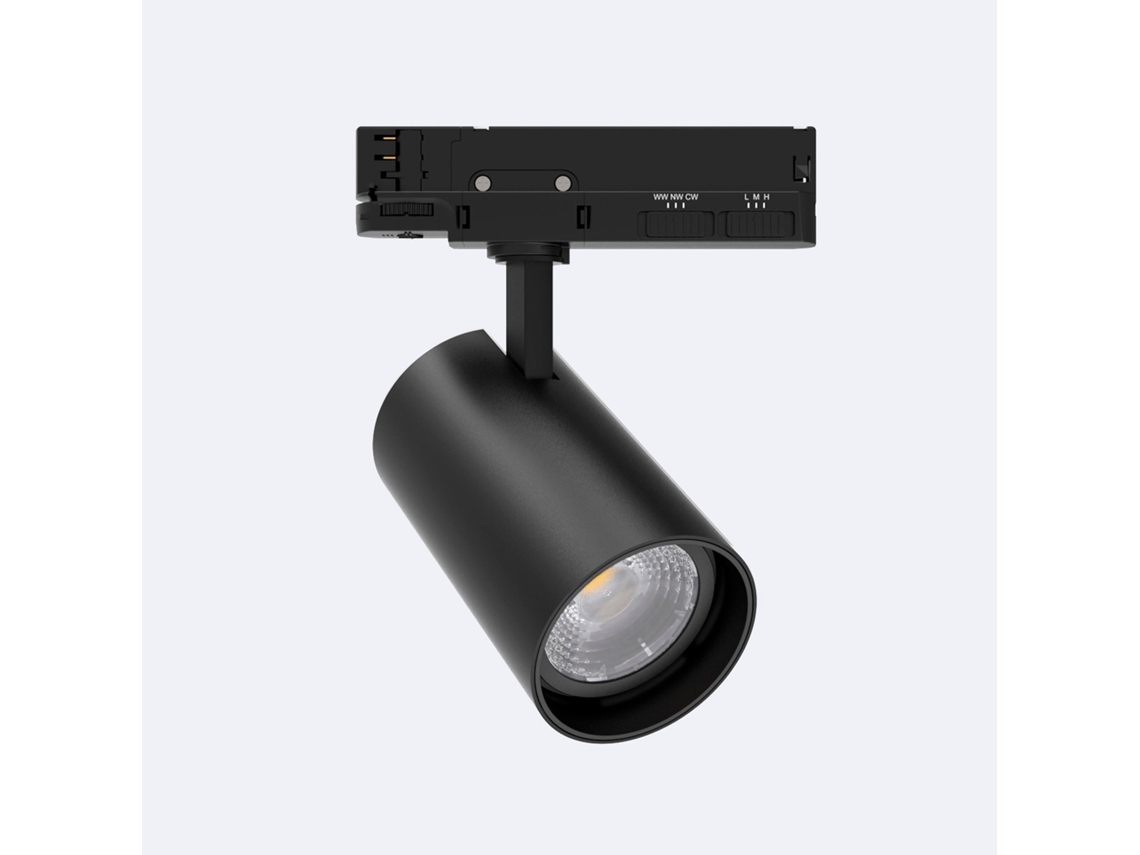 Foco Carril Led Trifásico 40W Fasano no Flicker Regulável Preto LEDKIA