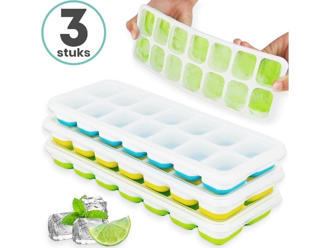 3 Formas Gelo Silicone com Tampa e Base Borracha, Livre Bpa ZYBLSSBB