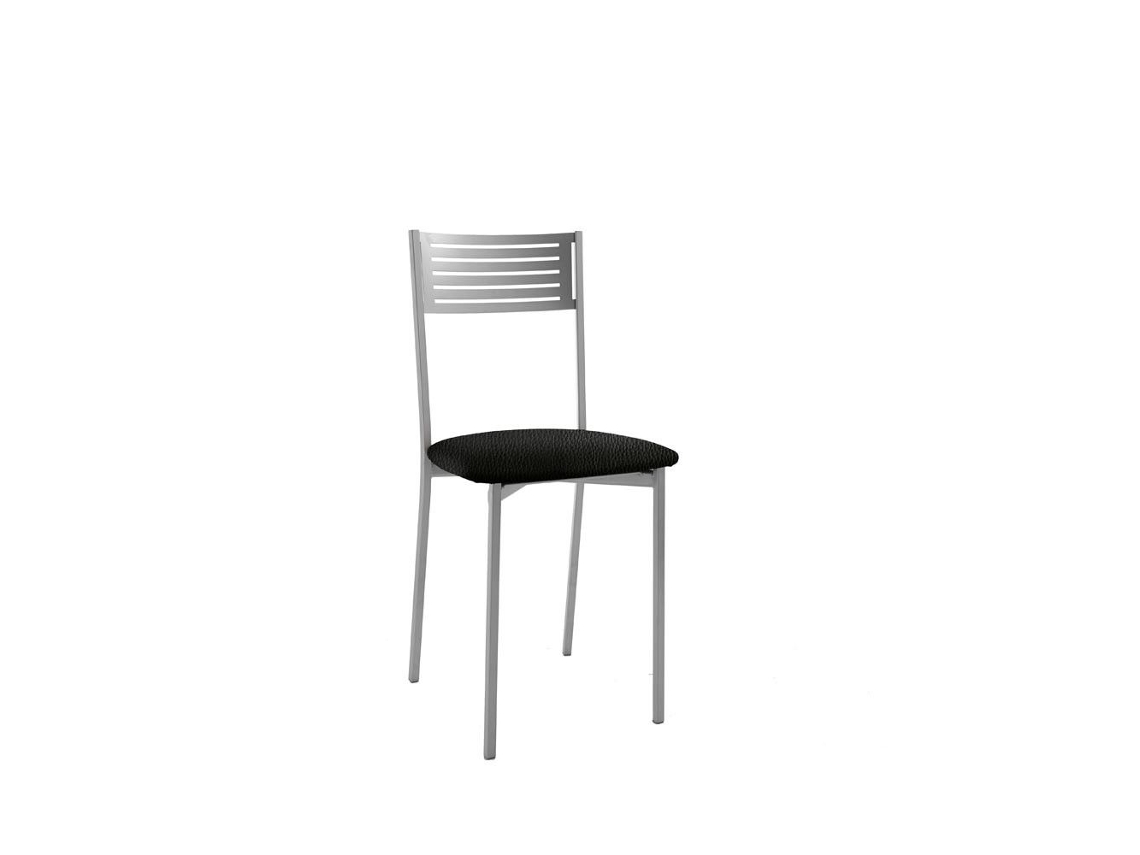 Cadeira de Cozinha Valencia em Alumínio 40x86x44cm Couro Preto FANMUEBLES