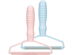 Tesoura de tecido dupla face reutilizável Slowmoose para suéteres, casacos, tapetes e malhas, rosa e azul, pacote com 2