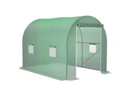 Estufa de Jardim de 6 m², 3L x 2L x 2,10H m, Estrutura Tubular Reforçada, Porta com Zíper, 4 Janelas de Enrolar, Verde | S/MARCA