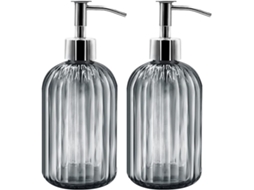 2 Dispensadores Vidro 400ml Cinza Escuro com Bomba, para Sabão/xampu/loção ZYBLSSBB
