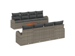 Conjunto 9 Sofá De Jardim Vidaxl Cinzento Vime Pe (55 X 55 X 37 Cm)