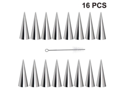 Molde de Churros S/MARCA, antiaderente, aço inox, 5.5 polegadas, pacote de 16
