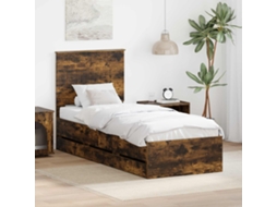 Vidaxl Estrutura Da Cama Com Gaveta Carvalho Defumado 75 X 190 Cm