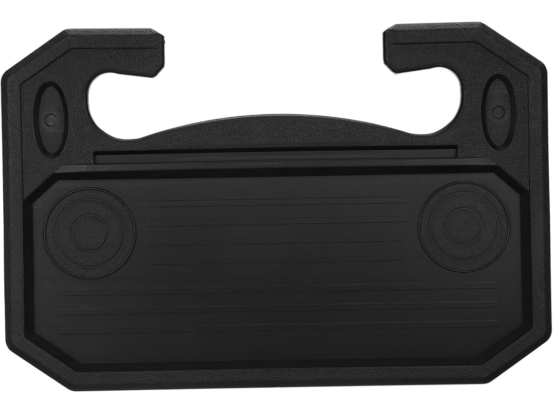 Bandeja para volante em HDPE, resistente e estável, com suporte prático para o volante.