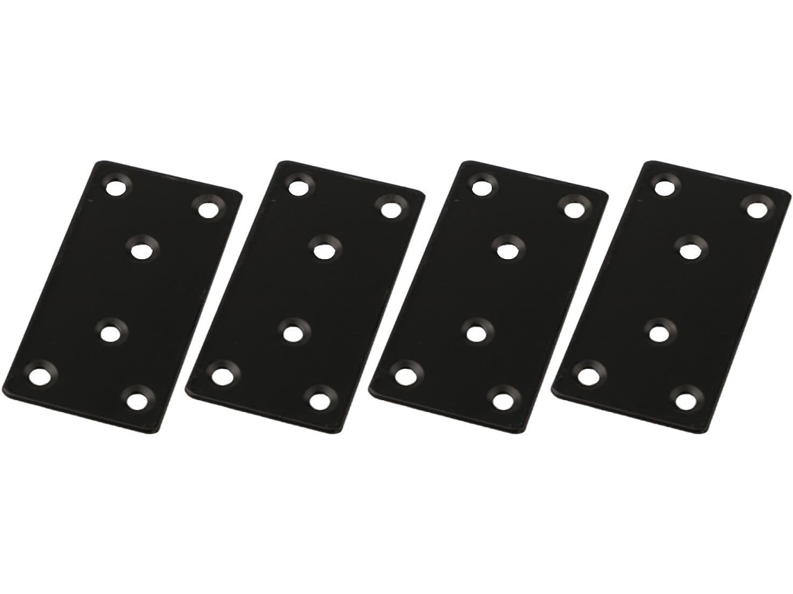 Pacote Com 20 Placas Planas De Reparo Em Aço Inoxidável Preto, Com 1, 8mm De Espessura, Suportes Retos Para Móveis De