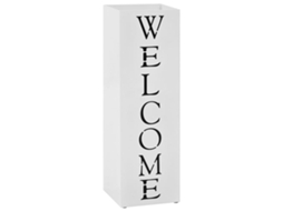 Vidaxl Suporte Para Guarda-chuvas Welcome Aço Branco