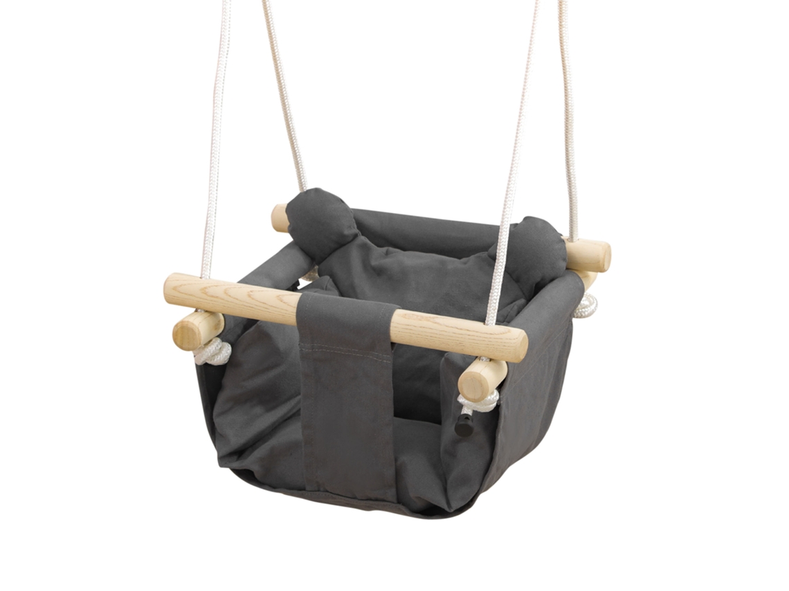 Baloiço para Bebês com Altura Ajustável para Crianças Dos 9 Aos 36 Meses, 40x40x110 180 Cm, Cinza e Madeira Ge