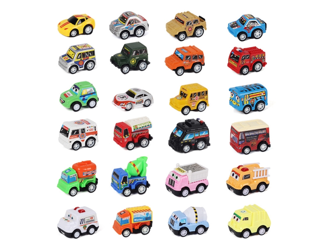24 Carrinhos De Fricção Conjunto De Veículos Plásticos Mini Com Mapa