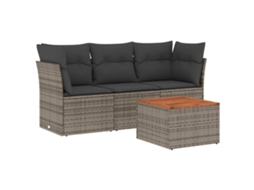 Conjunto de 4 Sofás de Jardim com Almofadões Vime Pe Cinzento MAISON EXCLUSIVE (4 pcs)