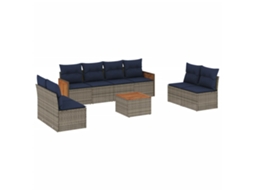 Conjunto de Sofá de Jardim, 9 Peças, Almofadas, Rattan Cinza MAISON EXCLUSIVE