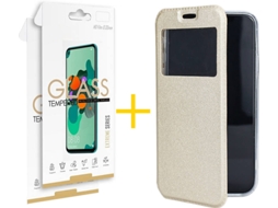 Kit Capa e 2 Películas Xiaomi Redmi 9A SKYHE Gandy Flip (Dourado)