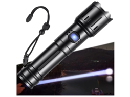 Lanterna Led Ultrabrilhante Lanterna Zoom Recarregável de 100.000 Lúmens Lanterna Tática Poderosa com Bateria 26650 Preta BISBISOUS VIGA EUROPE