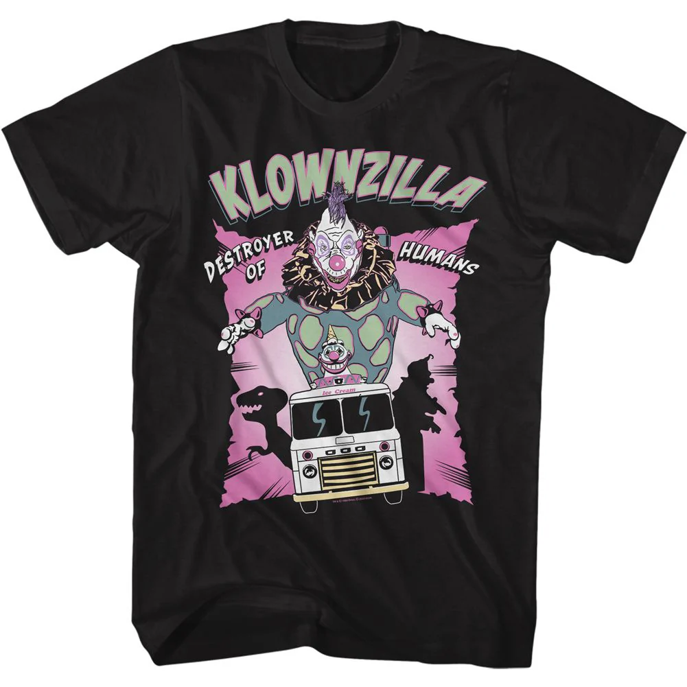 Unisex Adult T-shirt Rockinstone Killer Klowns Klownzilla Black Sizes