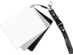 Cartão de medição ZYBLSSBB 13x10cm, cinza, preto, alça, exposição, balanço branco
