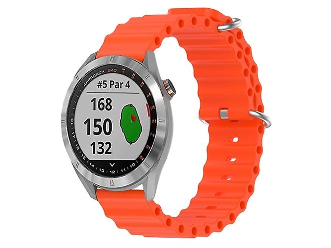 Pulseira Garmin Approach S40 De 20 Mm, Estilo Oceano, Silicone Sólida, Cor Laranja, Chenille, Acabamento Moderno